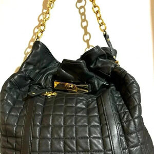 Bcbg maxazria black quilted leather shoulder handbag
